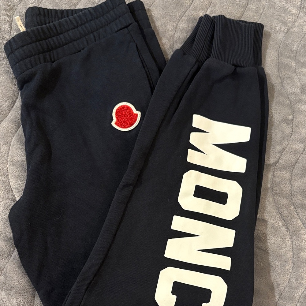 Moncler Kids Navy Joggers with White Logo
